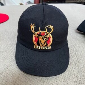 Vintage 1990s Bucks Buck The System Snapback Hat Black Made in USA OSFA